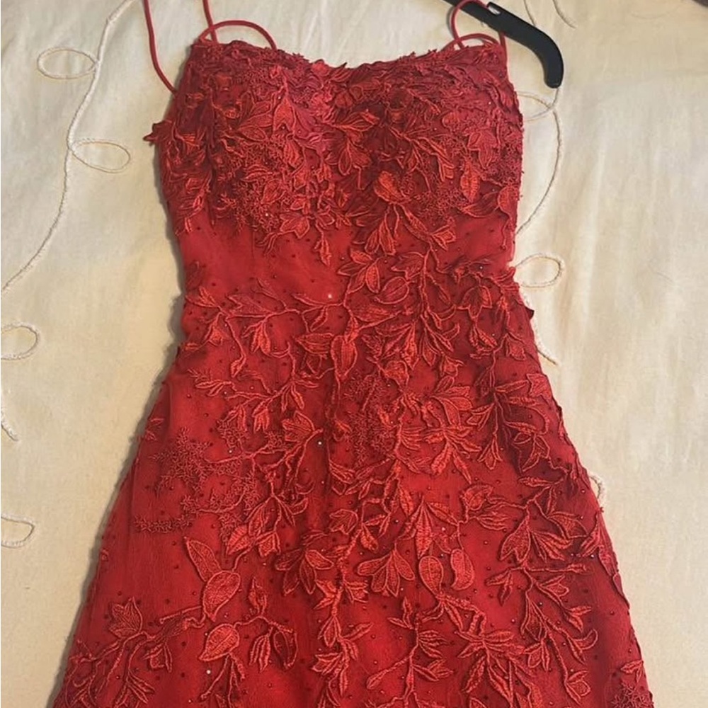 Red Sherri Hill Lace Dress